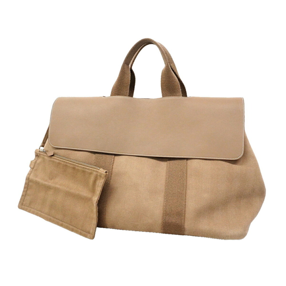 Hermes Valpa Line MM Tote Bag, Toile Chevron, Etoupe, □Q stamp, Ladies' P3601903